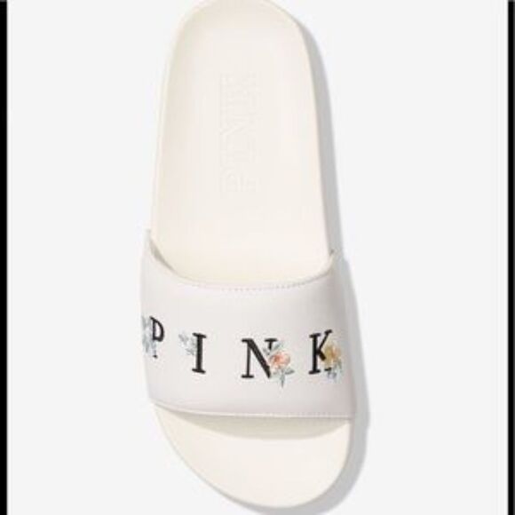 Pink Victoria’s Secret White One Strap Slide Large - Picture 2 of 2